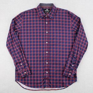 Buttercloth Shirt Mens 2XL Blue Red Regular Fit Long Sleeve Button Up Cotton